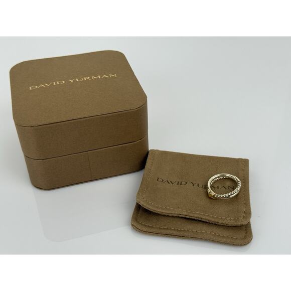 David Yurman Petite X Ring 4mm Steerling Silver & 18K Gold - Picture 6 of 7
